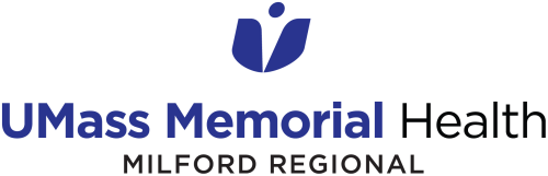 A logo that reads "UMass Memorial Health - Milford Regional"