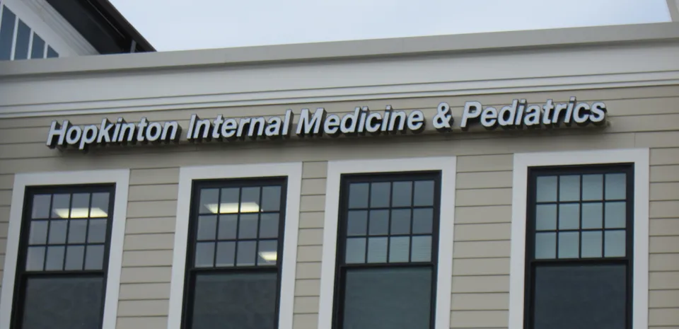 The exterior of the Hopkinton Internal Medicine and Pediatrics building.