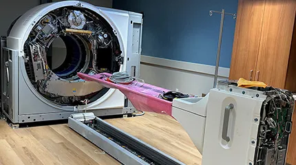 The PET/CT scanner being installed in Worcester.