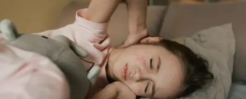 sick girl with the measles
